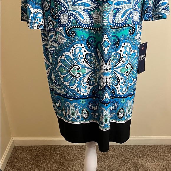 Chaps Teal and Blue Paisley Women’s Dress Size 16 NWT - Picture 4 of 8